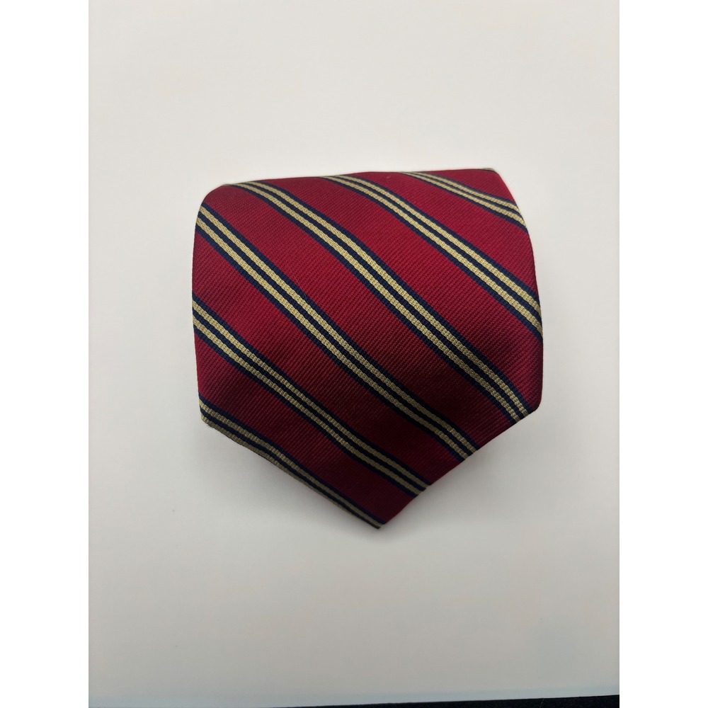 Jos. A. Bank Executive Collection Red Navy Gold Striped Silk Necktie 1948
